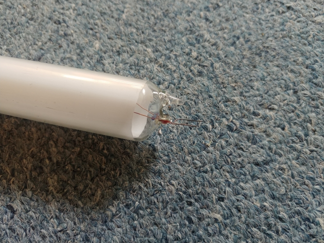 home made 15w tube showing the pip
