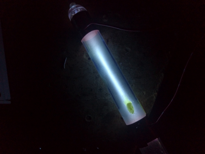 I made a sulfur lamp
Capacitively coupled discharge, because sulfur is fairly reactive and attacks electrodes.
