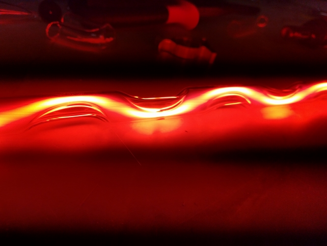 Close up of the dimples on the neon tube
