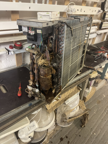 Looks like my stash room AC is fucked then. 
Small AC unit in my room has not been working properly for a few months now. Just after Christmas my mate came over and topped it up with refrigerant and it worked again for a couple weeks but then I got the same fault code low on gas. 
We put some tracer in it tonight and found the compressor has rusted out under the bottom. This is totalled hope to get a new unit in in the next couple weeks plus side is I have a 6.5kw Toshiba I am going to replace it with. The old one my mate reckons the compressor has rusted right through 
