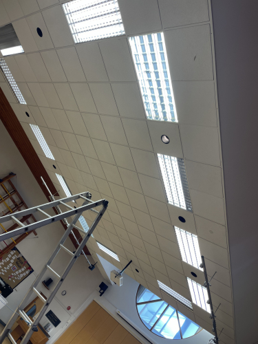 Repairing the lighting in this school today 
The old R60 down lights havnt working for years lol 

