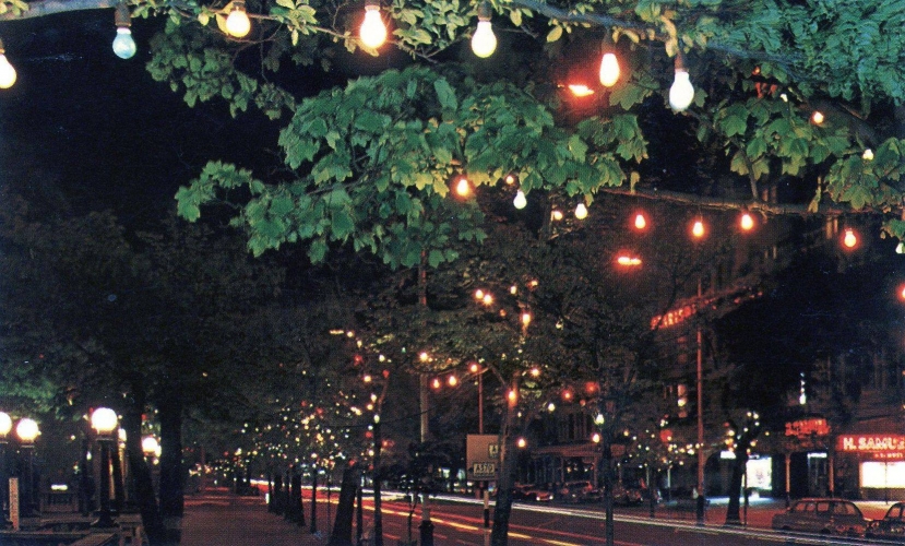 Coloured GLS festoon lighting in Southport.
Have just discovered this picture on a Facebook group, this shows Lord street in Southport a town 14 miles north from me. It looks to have been taken in the 60s judging by the cars and street signs. Coloured GLS festoons were used well into the 80s in Southport, I remember driving driving down this road in September 1985  and it looked amazing! Check out the red Neon sign on the right.
