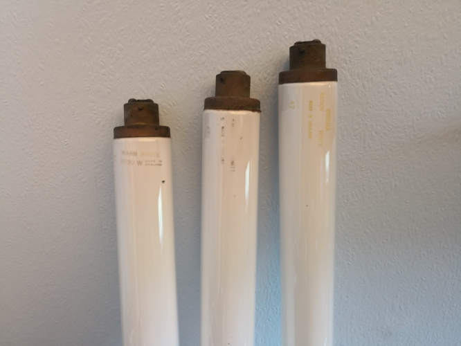 3 x 5ft BC tubes - Tip find
3 x BC tubes in the lamp bin at the tip. Luckily there was no one around, reversed the car right up and in the boot they went! The etch is very faint.  The left tube is Warm white (no brand name) 51, The other two are White Omega, 47. Not tested yet but i'm sure they will work!

