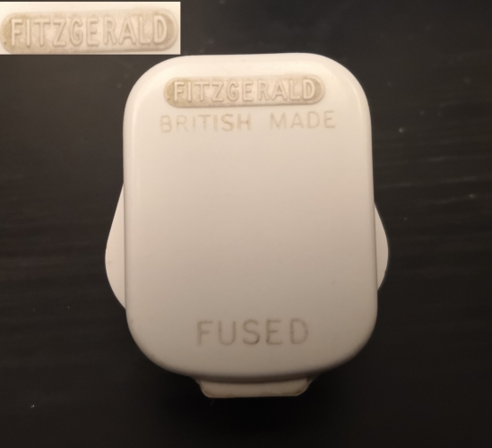 Fitzgerald branded plug.
Not the most interesting thing but found this Fitzgerald branded plug while clearing out the loft. It was originally on a Radio gram that my parents would have bought in the late 60s or early 70s before my time. Not sure if it is the same Fitzgerald who make the Fluorescent light packs.
