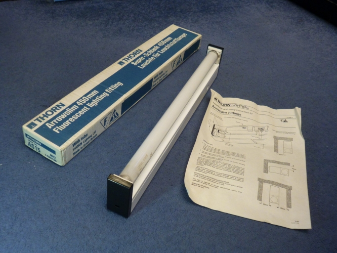 Thorn Arrowslim AS15 MK2
Well it arrived today and I'm very pleased to now have a 15w batten and such a classic aswell. The only dissapointment is that I seem to have ended up with one that has no tube even though they advertise it as having one. This even says 'no tube'  on the box!
