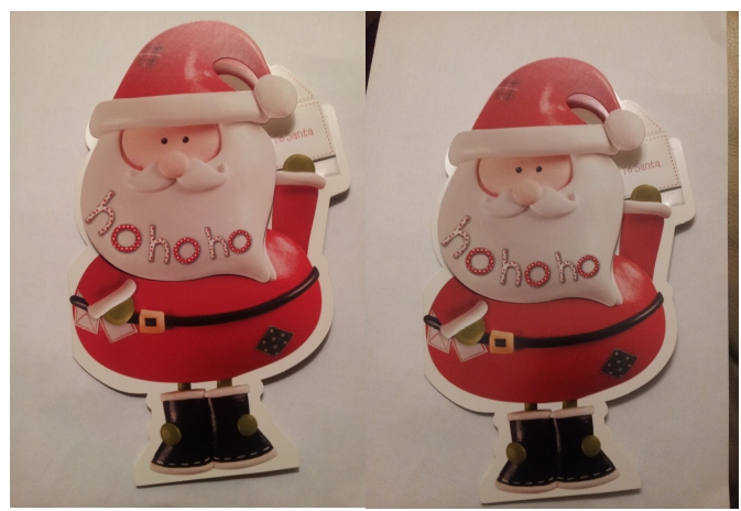 Which one of these Santas have gone all LED?
One of these are lit by a Philips 7 Watt 2700k LED lamp.  Which one is it?
Keywords: LED vs Incandescent