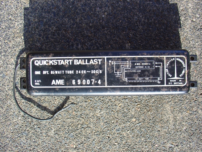 Rare 8 foot 85 watt quickstart ballast out of atlas atlantic 3 fitting circa 1967
