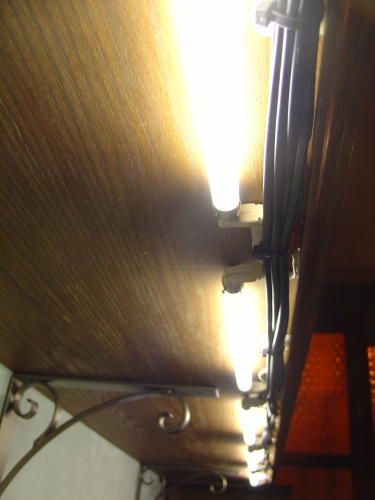 row of 8 watt tubes , concealed lighting under my stereo home made loom
