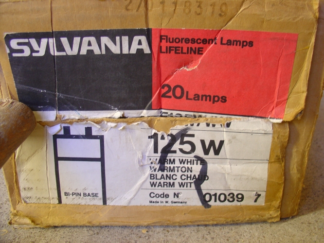 Box of early 80's Sylvainia Lifeline 8 foot 125 watt warm whites
