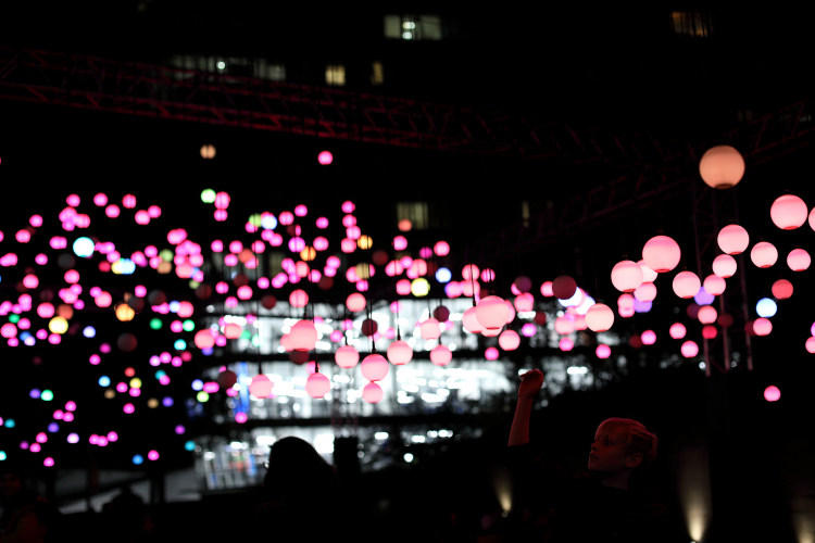Lighting Art: RGB beads.
I've been going through some of the photo's that I've taken of the various lighting art installations that pop up around Liverpool City Centre now and again.
It's quite hard to take a decent photograph as these installations are animated like cycling through various colours, effects and patterns ect. 
It looks really impressive in the flesh but not so good as a static photo. I've decided to upload a few which gives you a general idea.

This one was quite a large installation of dangling beads which you could walk under and amongst.
They cycled through various RGB effects and looked quite cool.
