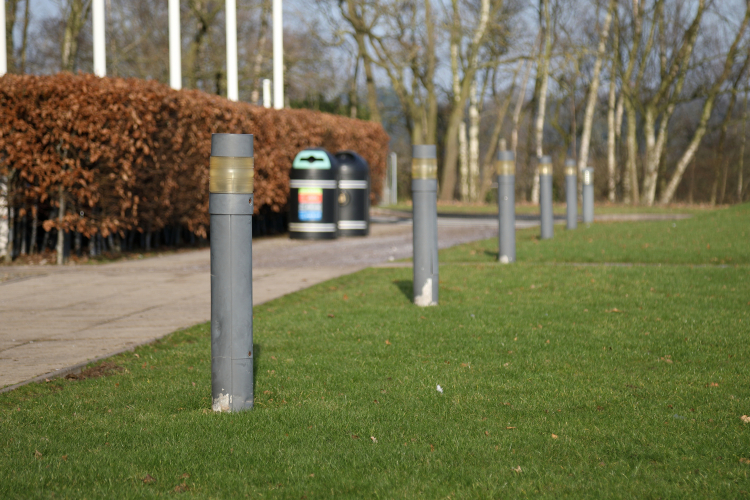 Crompton Churchouse Bollards
Loads of these in use around the visitor centre at the Royal Air Force Museum at RAF Cosford.
These are one of my favourite types of bollards and they are available in GLS, MBF, SON and even CFL like twin PL-S ect.
UV has had it's way with the polycarbonate lens but these are original from when it was built in 1998!
I've found a pretty recent photo online taken at night and it does look like these are maybe 50w MBF!
[url]https://www.alamy.com/raf-museum-cosford-nigh-shoot-image416433162.html[/url]
They do have that tell-tale green tint in that photo! 

