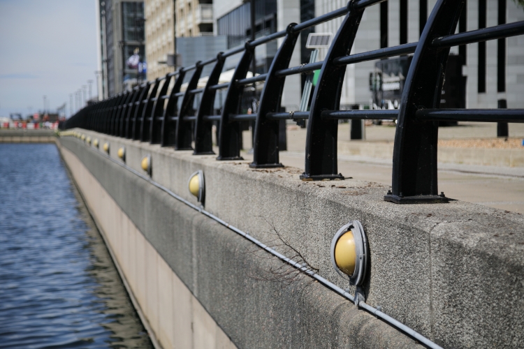 Slight UV damage...
Sun hasn't been kind to the bowls on these bulkheads mounted on the side of Princes Dock in Liverpool...
