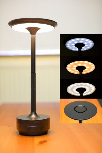 Battery Powered LED Table Lamp
A while ago I was having a meal in a restaurant in London and each table had a battery powered LED table lamp on it.
I thought it was quite cool and I had to have one!.
It took a bit of searching but I finally found one.

The unit has three colour settings: Daylight, warm white and cool white. The cool white setting uses both the daylight and warm white LED modules.
The unit is powered on, off and cycled through the colours by tapping the middle section on top of the luminaire which is capacitively coupled.
Dimming is achieved by holding your finger on top until the desired level is reached. The diming is infinitely variable with no obvious steps visible.
It is made out of aluminium and feels quite well built. The bottom of the stalk is knurled which feels nice when you are moving it about.

Recharging is by means of a USB C socket. A red LED next to it signifies charging which turns green when the battery is full.

I may have to get a few more of these, they look great on a coffee table ect with no wires!
