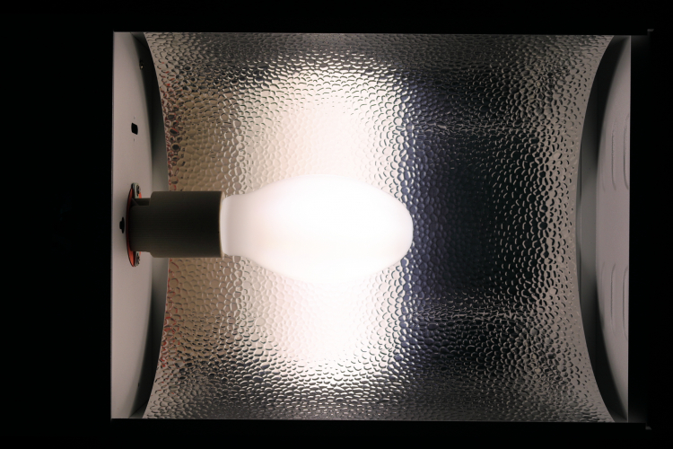 38w LEDvance HQL LED FILAMENT: Full Power
1 x 38w LEDvance HQL LED Filament lamp at full power in a low bay luminaire.
It looks very realistic... only the very good colour rendering gives the game away that it is not in fact a mercury vapour lamp!
