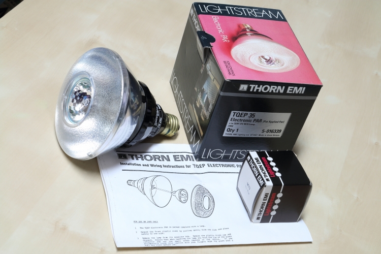 Thorn PAR30 MR16 Lightstream Halogen adapter
Interesting little adapter that allows the use of low-voltage MR16 lamps in fittings designed for PAR30 lamps. 
The reflector and diffuser is so the whole front lights up and doesn't look odd with a small light source is a big fitting.

