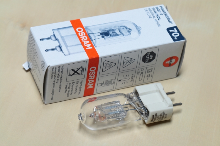 Osram 70w HQI-T NDL
Single ended quartz metal halide lamp in colour 842 with G12 cap.
 Features a single ended ellipsoidal arc tube which is designed to keep the surface of the arc tube at as near uniform temperature as possible. This ensures higher temperature operation of the halide dose and thus an increase of colour rendering and luminous flux.

4200k
5800lm
9000h
80% CRI
