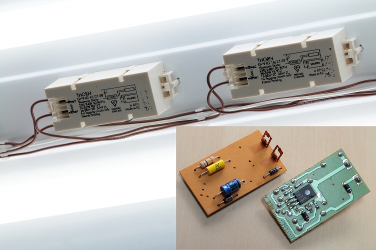 Thorn GVV LG 16/21-58 Vivatronic starter.
Thorn Vivatronic starters for 16-38w 2D, 36w 2L and 30-65w T8/T12 lamps.
These give a slightly longer and less "energetic" preheat than the older G69577 units that I was using before. there is much less noise from the ballast and it sounds a lot softer.

