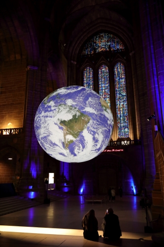 Large Illuminated globe.
A few months ago they had this big illuminated model of Earth on display at the Liverpool Anglican Cathedral.
The 23ft model called "Gaia" was by the British Artist Luke Jerram and was quite impressive to see tbh.
Last year they had one of the moon here.

Not sure what's illuminating It but it was sure bright!
