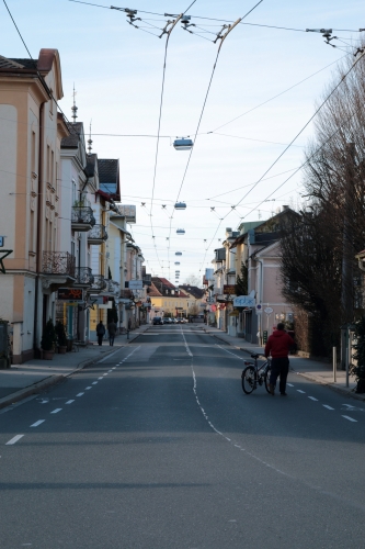 SON Catenary lighting
Although this photo dates back to 2014, on a recent trip to Salzburg, Austria, I was pleased to note that there are still plenty of these of these about.
I have no ideal what type they are other than they burn SON-E lamps.
Catenary lighting seems popular here seeing as there is everything already in place to support the wires needed for the trolly busses.
