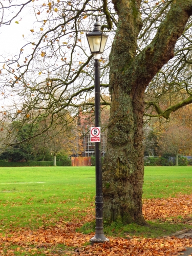 Vintage lantern & column Induction conversion.
There are loads of these old cast iron columns with old lanterns on them that light up the footpaths and internal roadways of Sefton Park in Liverpool.
They have been modified at some point with Philips QL induction lamps and gear.
The lamp is very distinctive and I found a vandalised one that had a smashed lamp with the internal aerial clearly visibly.
