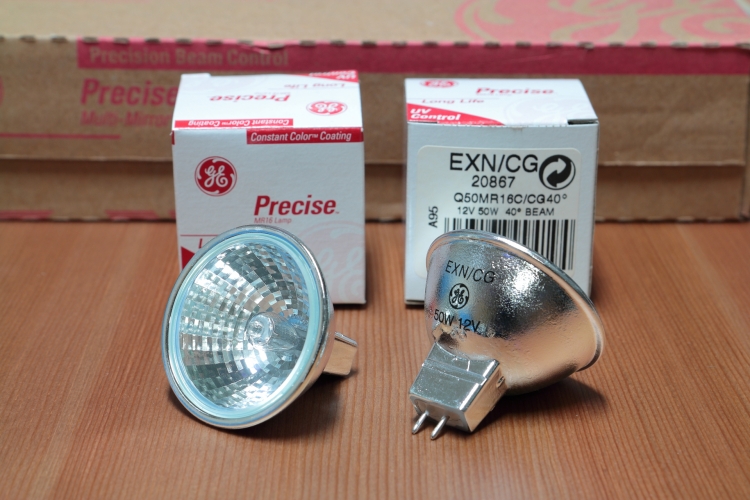 USA GE 50w 12v 40' MR16
Some nice US-made low voltage dichroic halogen lamps.
