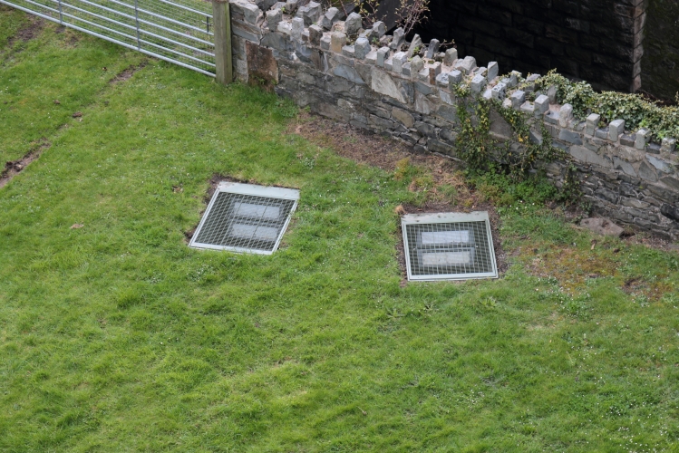 Floodlight pits.
I noticed that on one side of Conwy Castle in north wales, all of the floods lighting up that side of the castle are mounted in these recessed pits in the ground so nothing can be seen of them above ground level. I wonder how they are kept drained?

Floods are 250w Philips eW Reach Powercore LED units.

