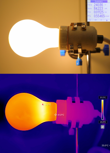 LEDVANCE 211lm/w 150w Retrofit: Full Power & Thermal
1 x 11.6w coated LED filament GLS lamp that is designed to replace 1 x 150w watt incandescent GLS lamp.

This lamp does not get hot at all and you can wrap your hand around the whole lamp pretty much indefinitely. 

These ultra-efficient LED "filament" lamps boast an amazing efficiency of over 210 lumens per watt and claim a lifespan of 50,000 hours!
They are also very lifelike when lit and you'd be hard pressed from a distance to tell it apart from a real incandescent lamp.
The trade off for this incredible performance is the colour rendering index which is only 80% but it's still a really nice colour with no obvious green tint or flicker.

11.6w
2452 lm
2700k @ 80% CRI
50,000h

