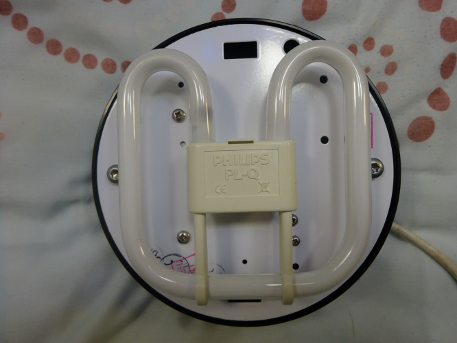 Labcraft 8000 SC bulkhead, cover off showing lamp
I bought this Labcraft 8000 SC bulkhead some years ago now as a shell, with no gear present at all. It appears it was intended to be some sort of emergency light, but with nothing within, a shell is how it remained for years, until last weekend when I done a small bit of cutting and altering to allow a 2D lamp holder to be fitted.

It now runs a 16w 2D lamp, and it looks like the bulkhead was always intended for the lamp, seeing as it fits so snug within. Size wise the bulkheads seven inches round, a similar diameter to the Thorn Rondo. Seeing it light for the first time after all these years is something I'd always anticipated, and it looks as good as I imagined. The front dimples actually magnify and spread the light, meaning its one impressively bright fitting, spreading light very evenly.
