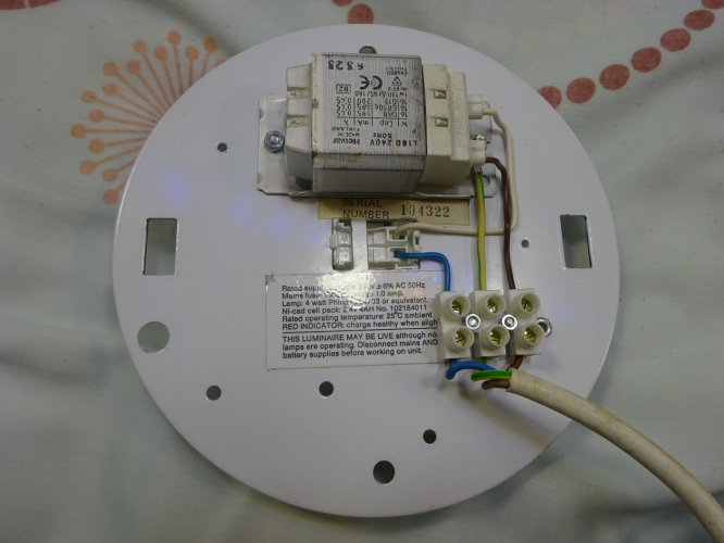 Labcraft 8000 SC bulkhead, gear
I bought this Labcraft 8000 SC bulkhead some years ago now as a shell, with no gear present at all. It appears it was intended to be some sort of emergency light, but with nothing within, a shell is how it remained for years, until last weekend when I done a small bit of cutting and altering to allow a 2D lamp holder to be fitted.

Showing this side of the gear tray, it shows the cut out I made for the lamp holder. This was done by using a second tray with a 2D cut out already there, drawing round it to mark the tray, drilling two holes in opposite corners, and then using a junior hacksaw blade to cut into and create the opening needed to then get a small file in to true and square the holes up. This is the first time I've done it in this way, and it's the way I'll do it going forward from here, cause its a far easier and less damaging way to create these holes. Four pieces of wire is all the circuit comprises of, meaning this job was completed in minutes. Overall a very nice outcome.
