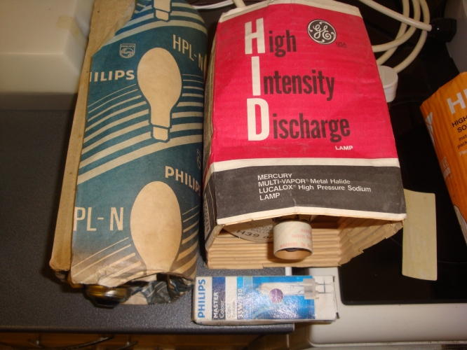 philips hpl-n from late 70s, cdm evolution and hr175 clear mercury reflector lamp
