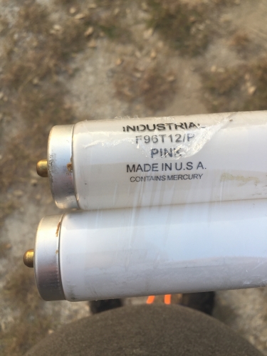 8 foot Industrial 75 watt Pink
i went to a lighting Wholesaler in San Antonio, Texas called
Light Bulb Depot (LBD) screwing around and see what I can find.  Sadly it was one of those stupid places u cant really go in browse around and see what they have.  Just a sales person behind the counter.  AT first guy wants push Coloured Led tubes.  So after made them digging in there 
inventory it came out with pair of Industrial F96T12 Pink 8 foot slimeline tubes.  It made by last standing small fluorescent maker Interelectric that gone belly up. 
so Any industrial tubes u find across the pond get them 
while u can as there no longer made. 

