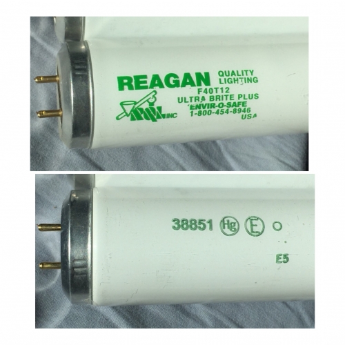Reagan 40 watt T12
here a odd philip made tube with etches at both ends for Reagan it F40T12 Ultra bright. 

