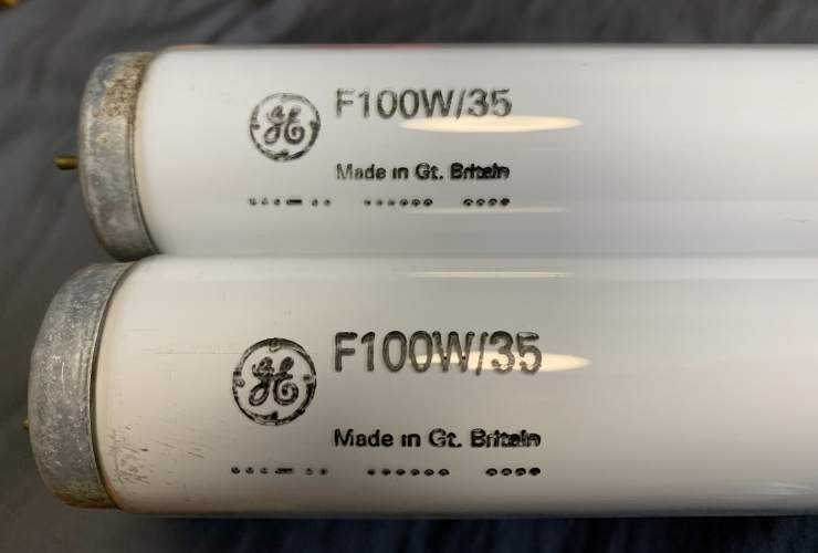 Pair of G.E. 100W T12 tubes
Recently saved from an abandoned/derelict factory site. I was amazed to find in tact 8ft tubes in a place that has been closed for so long.
