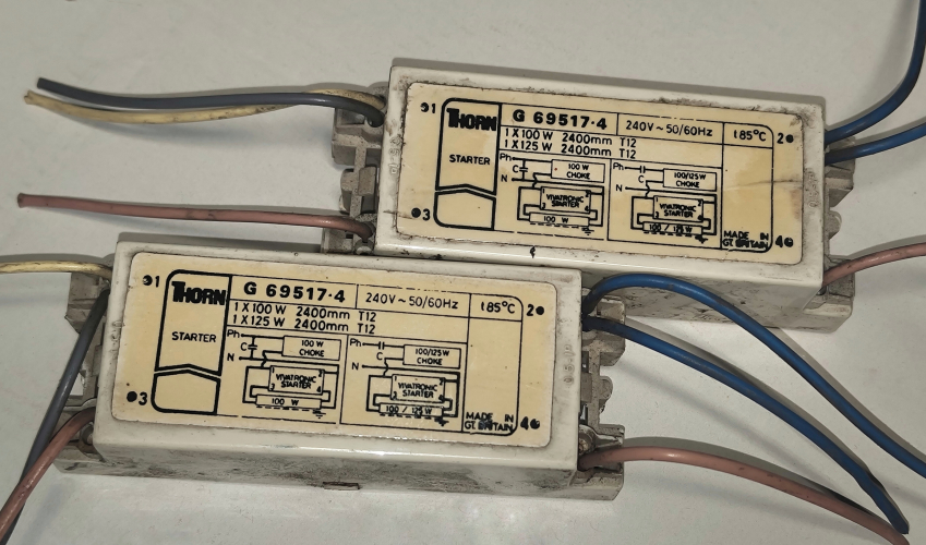 Thorn Vivatronic starters for 8ft 100/125w lamps 

Recently rescued from scrap (bent/broken/rusty) 8ft clippers
