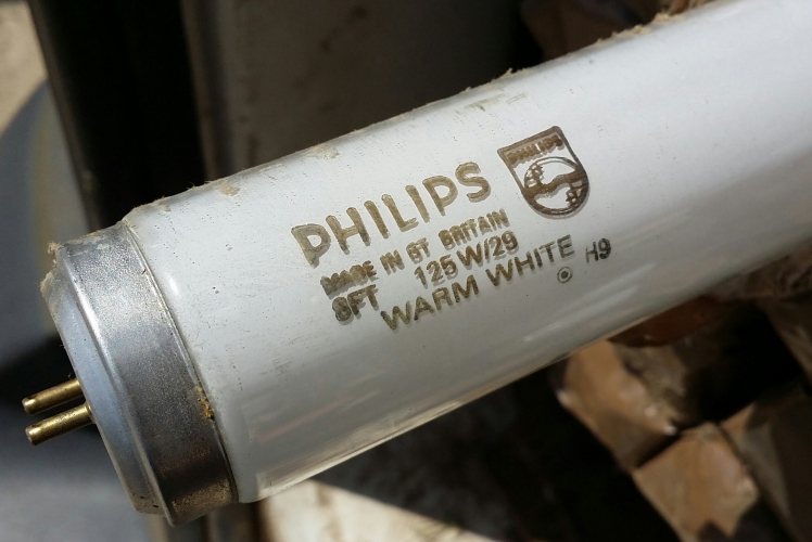 GB Philips 125w/29 Warm White
Just opened the taped-shut sleeve, possibly the first time this tube has seen light of day since it was manufactured in August 1989!
