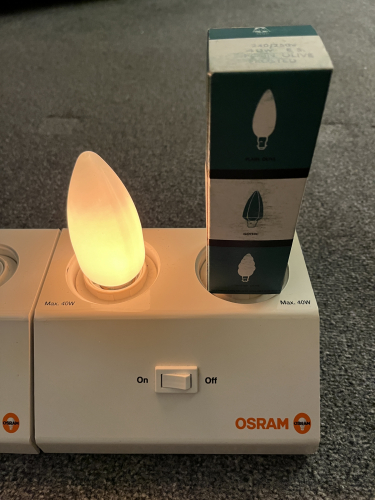 BELL 45mm Frosted Olive Candle
240/250 Volts, ES-E27, Britain.
