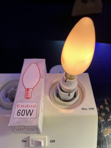 Endon 60 Watt 35mm Candle
E.E.C. 240/250 Volts
