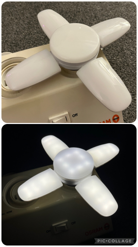 LED Fan Blade Lamp
Online purchase, simply out of couriousity and it was cheap. 175/265 Volts, ES-E27, 6500K
