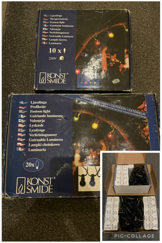 Festoons
1 x 10 set & 1 x 20 set complete with lamps, New
