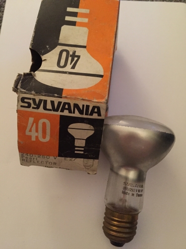 Sylvania R63
240/250 Volts, Made in France, ES-E27.
