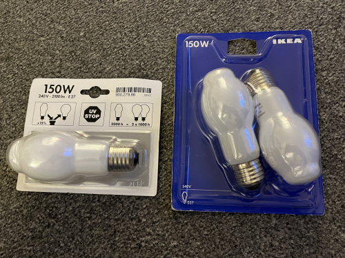 Ikea 150 Watt Halogen
Germany, 2100Lm, 2000 Hrs
