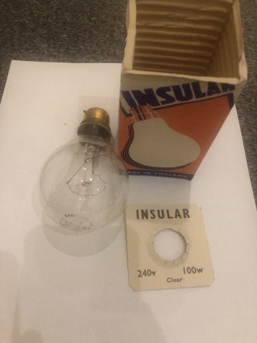 Insular GLS
Clear, BC-B22, 240 Volt, Gas Filled, England
