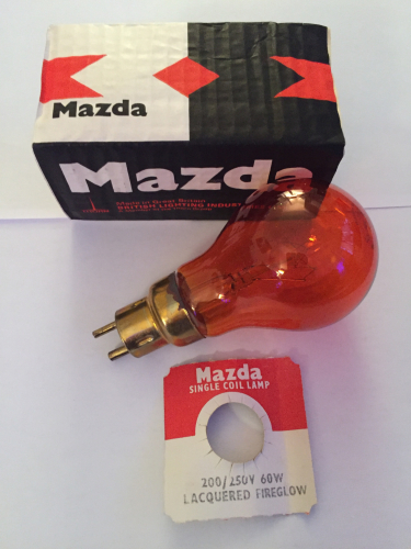 Mazda 2 Pin Fireglow
Single coil, 200/250 volts, Great Britain
