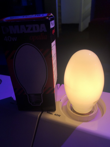 Mazda Opalia 40 Watt
Thanks to Lucas for this lamp, I'm surprised these lamps were not more popular.
