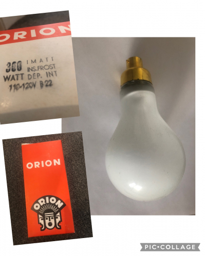 Orion 300 Watt
Large lamp for a BC - B22 base
