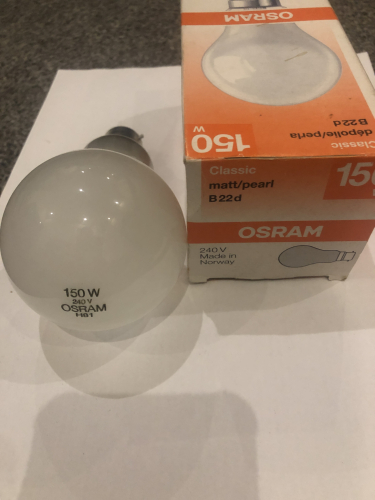 Osram 150 Watt GLS
Norway, Code = H81
