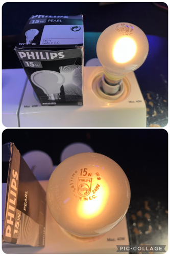 Philips 15 Watt GLS
Made In E.C.
