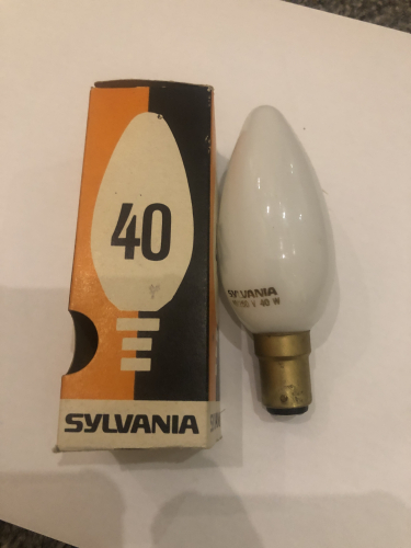 Sylvania 40 Watt Opal Candle
Made in France
