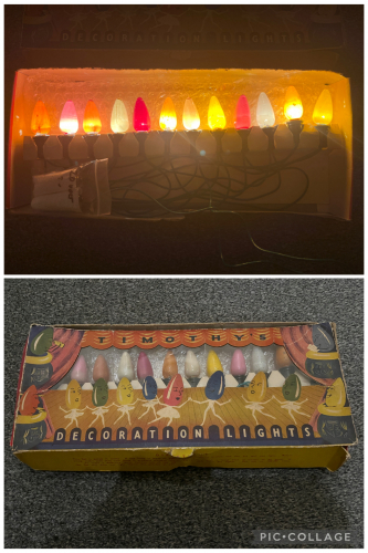 Timothys Decoration Lights
In good condition for age.
