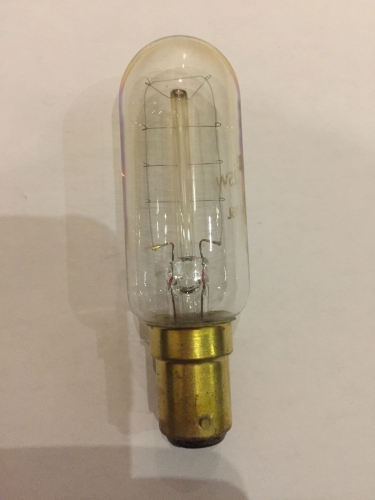 Unbranded Tubular Lamp
Clear, 50 Volts, SBC-B15.
